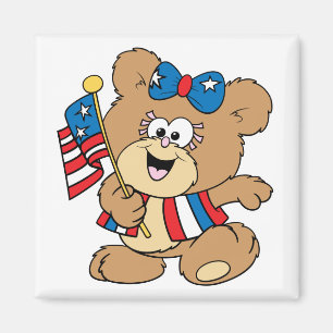 Aimant ourson design patriotique américain mignon de fill