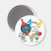 Aimant Outta This World 4th Birthday Tshirts et cadeaux (Recto/Verso)