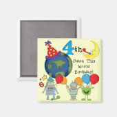 Aimant Outta This World 4th Birthday Tshirts et cadeaux (Recto/Verso)