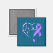 Aimant Overdose Awareness Month Purple Ribbon Heart Suprt (Recto/Verso)
