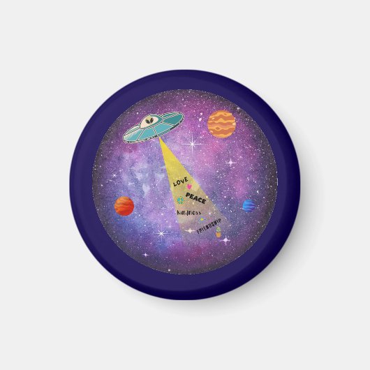 Aimant OVNI Alien vaisseau spatial étoiles (Devant)