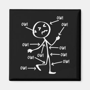 Aimant Ow Ow Ow Ow Stick Caractère Figure Douleur Chroniq