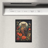 Aimant Owl at Night with a Full Moon (In Situ (Lave-vaisselle))