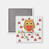 Aimant Owl t'aime design Valentine (Recto/Verso)