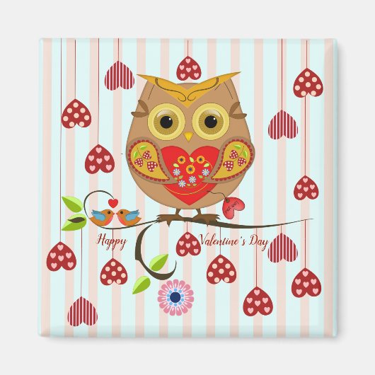 Aimant Owl t'aime design Valentine (Devant)