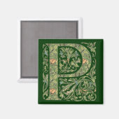 Aimant P Monogramme floral orné (Recto/Verso)