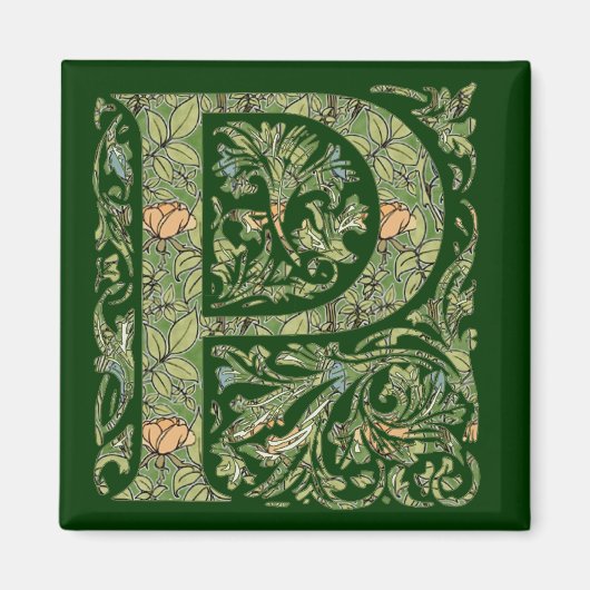 Aimant P Monogramme floral orné (Devant)