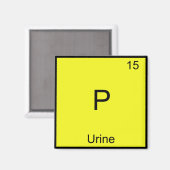 Aimant P - Symbole de l'élément de chimie de l'urine Drôl (Recto/Verso)