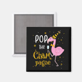 Aimant P The Champagne It's New Year! Funny Flamingo Drin (Recto/Verso)
