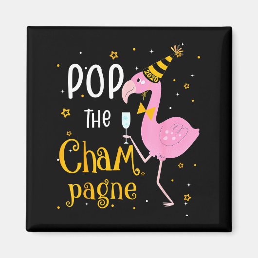 Aimant P The Champagne It's New Year! Funny Flamingo Drin (Devant)