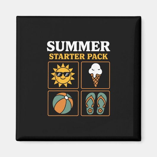 Aimant Pack de démarrage d'été Sun Flip Flops Ll et glace (Devant)