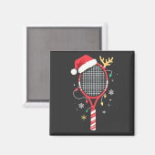 Aimant Paddle de tennis avec chapeau de Santa et lumières (Recto/Verso)