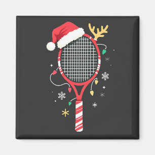 Aimant Paddle de tennis avec chapeau de Santa et lumières