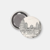 Aimant Pagode de Saïgon Viêt-Nam Tirage d'encre de stylo (Recto/Verso)