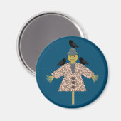 Aimant Paille d'Halloween Scarecrow et Ravens (Recto/Verso)