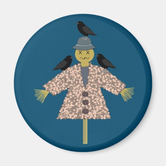 Aimant Paille d'Halloween Scarecrow et Ravens (Devant)