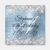 Aimant Pailleté Argent Monogramme Bleu Clair 40e Annivers (Devant)