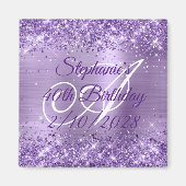 Aimant Pailleté Violet Feuille Dorée Fancy Monogramme 40e (Devant)