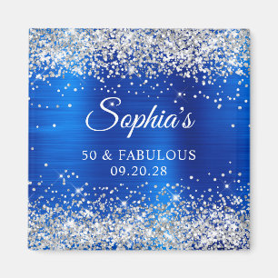 Aimant Paillettes Argentées Bleu Royal Feuille 50 & Fabul