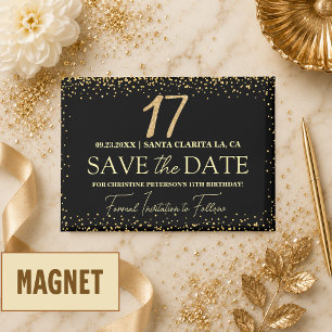 Aimant Paillettes d'or noir 17e anniversaire Enregistrer