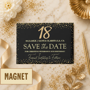 Aimant Paillettes d'Or Noir 18e Anniversaire Enregistrez 