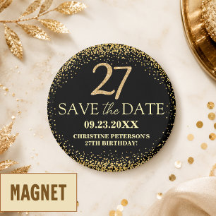 Aimant Paillettes d'Or Noir 27e Anniversaire Sauvegarder
