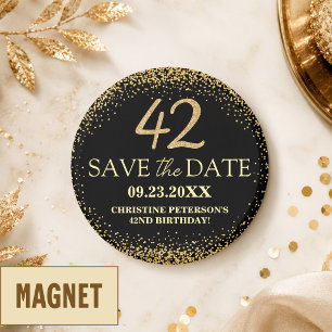 Aimant Paillettes d'Or Noir 42e Anniversaire Enregistrez