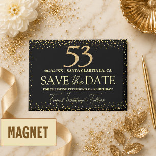 Aimant Paillettes d'or noir 53e anniversaire Enregistrez