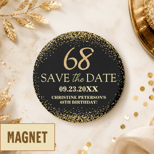 Aimant Paillettes d'or noir 68e anniversaire Enregistrez