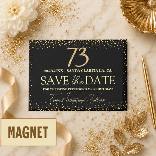 Aimant Paillettes d'or noir 73e anniversaire Enregistrez