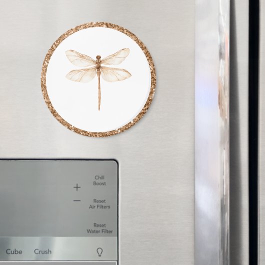 Aimant Paillettes Fausse Dorée Libellule Blanche (In situ (réfrigérateur))