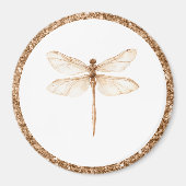 Aimant Paillettes Fausse Dorée Libellule Blanche (Devant)