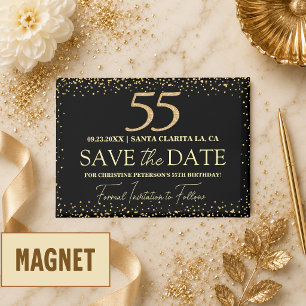 Aimant Paillettes Or Noir 55e Anniversaire Enregistrez la