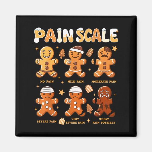 Aimant Pain Scale Funny Gingerbread Man Christmas Nurse H (Devant)