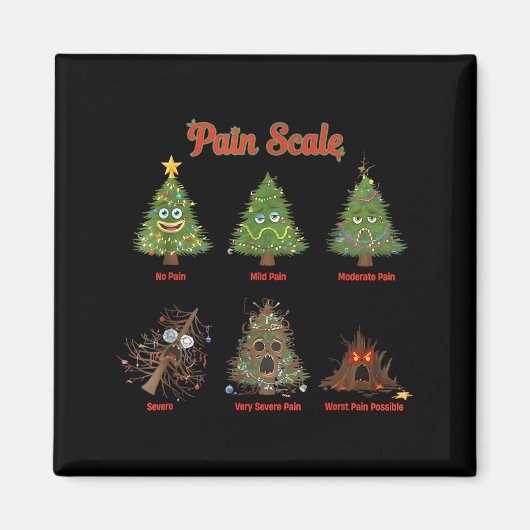 Aimant Pain Scale Snowman Nurse Christmas Tree Snow Pajam (Devant)