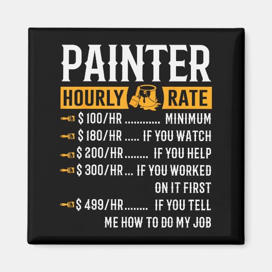 Aimant Painter Hourly Rate Funny Painter (Devant)