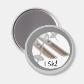 Aimant Paire de T-shirts et cadeaux Skis I Ski (Recto/Verso)