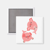 Aimant Paire mignonne de cochons de carbone (Recto/Verso)