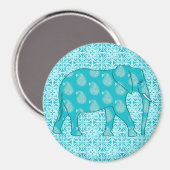 Aimant Paisley - bleu turquoise et aqua (Recto/Verso)