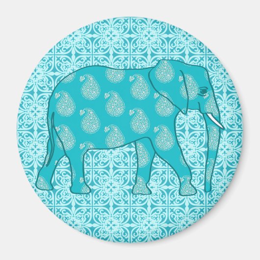 Aimant Paisley - bleu turquoise et aqua (Devant)