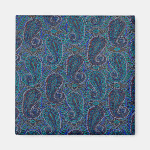 Aimant Paisley Blue Indian Boho Motif