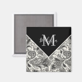 Aimant Paisley noir et blanc (Recto/Verso)