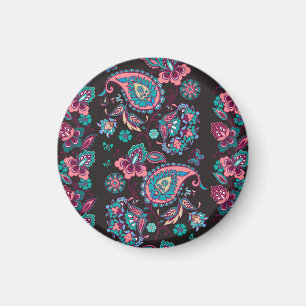 Aimant Paisley Stripe : Noir Décoratif Sans Seamless