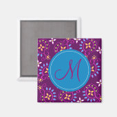 Aimant Paisley sur violet avec monogramme "M" (Recto/Verso)
