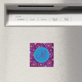 Aimant Paisley sur violet avec monogramme "M" (In Situ (Lave-vaisselle))