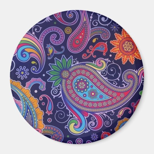 Aimant Paisley violet rose (Devant)