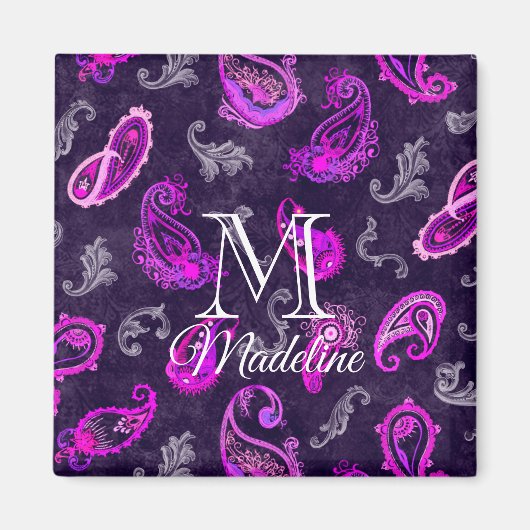 Aimant Paisley violet vintage (Devant)
