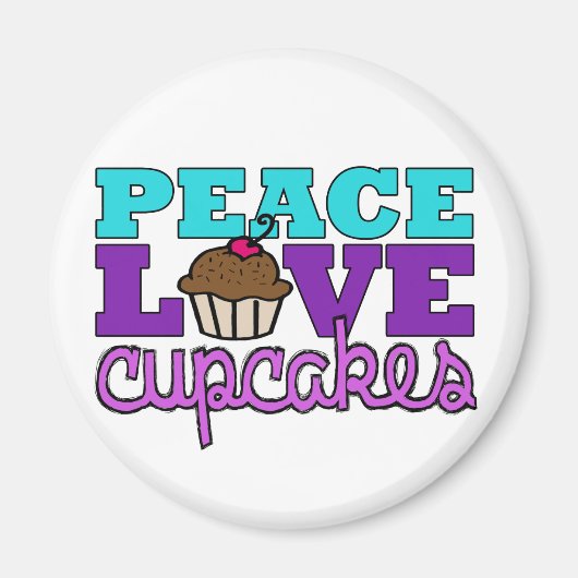 Aimant Paix, Amour & Cupcakes ! (Devant)