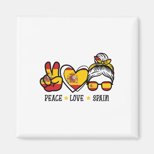 Aimant Paix Amour Espagne Chignon Décoiffé Supportrice de (Devant)