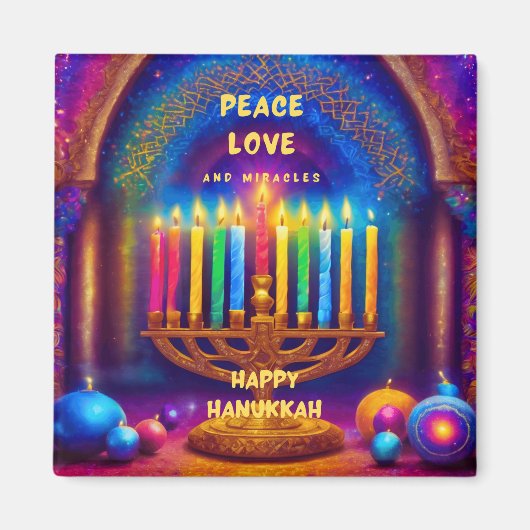 Aimant Paix, Amour et Miracles - Hanoukka (Devant)